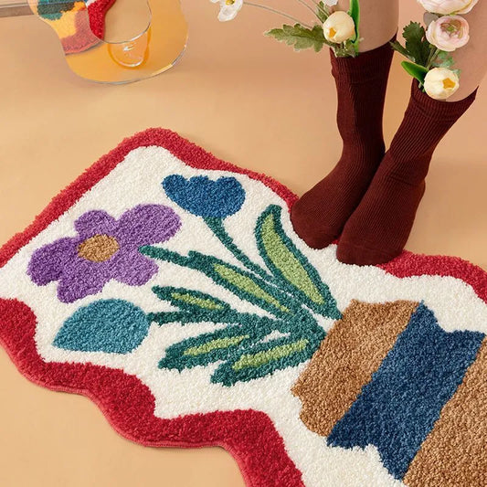 Plush Coral Velvet Bathroom Mat – Super Absorbent, Non-Slip, Machine Washable