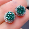 Sparkling Green Zirconia Flower Stud Earrings