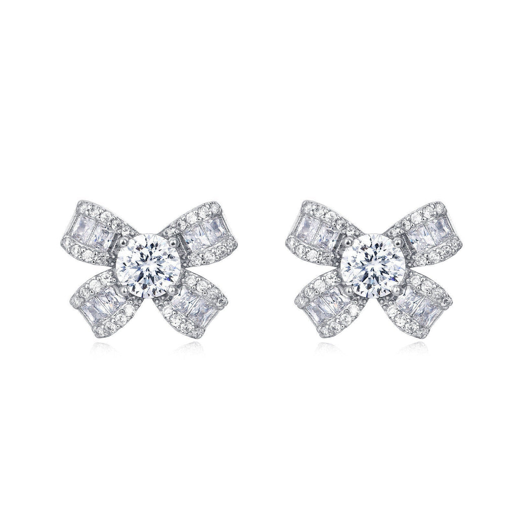 925 Sterling Silver Floral Moissanite Earrings with Round Centre Stone