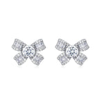 925 Sterling Silver Floral Moissanite Earrings with Round Centre Stone