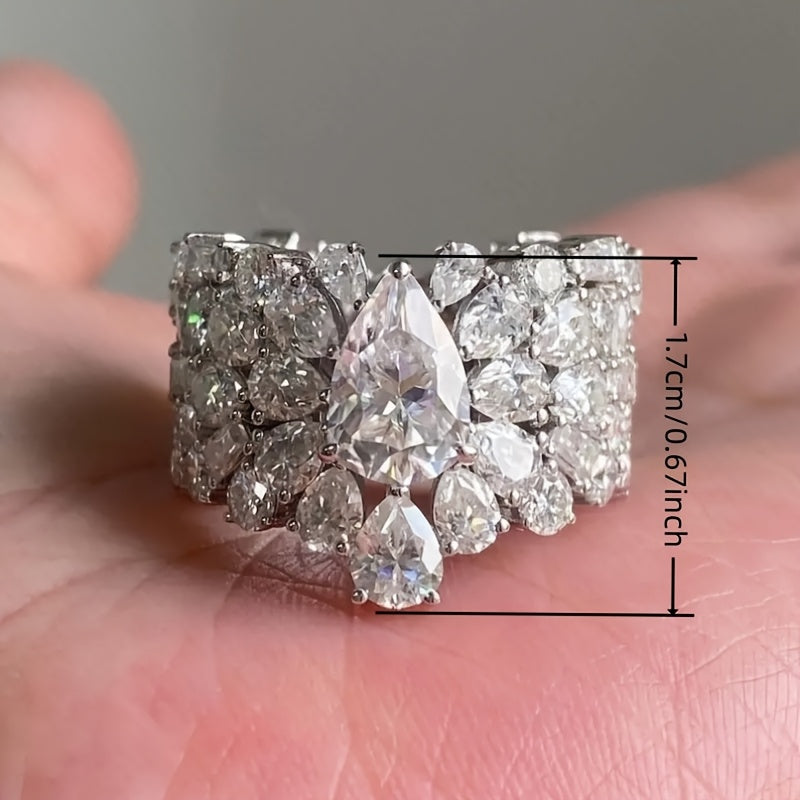 White Gold-Plated Zirconia Wedding-Style Ring