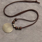 Vintage Zodiac Wooden Bead Pendant Necklace