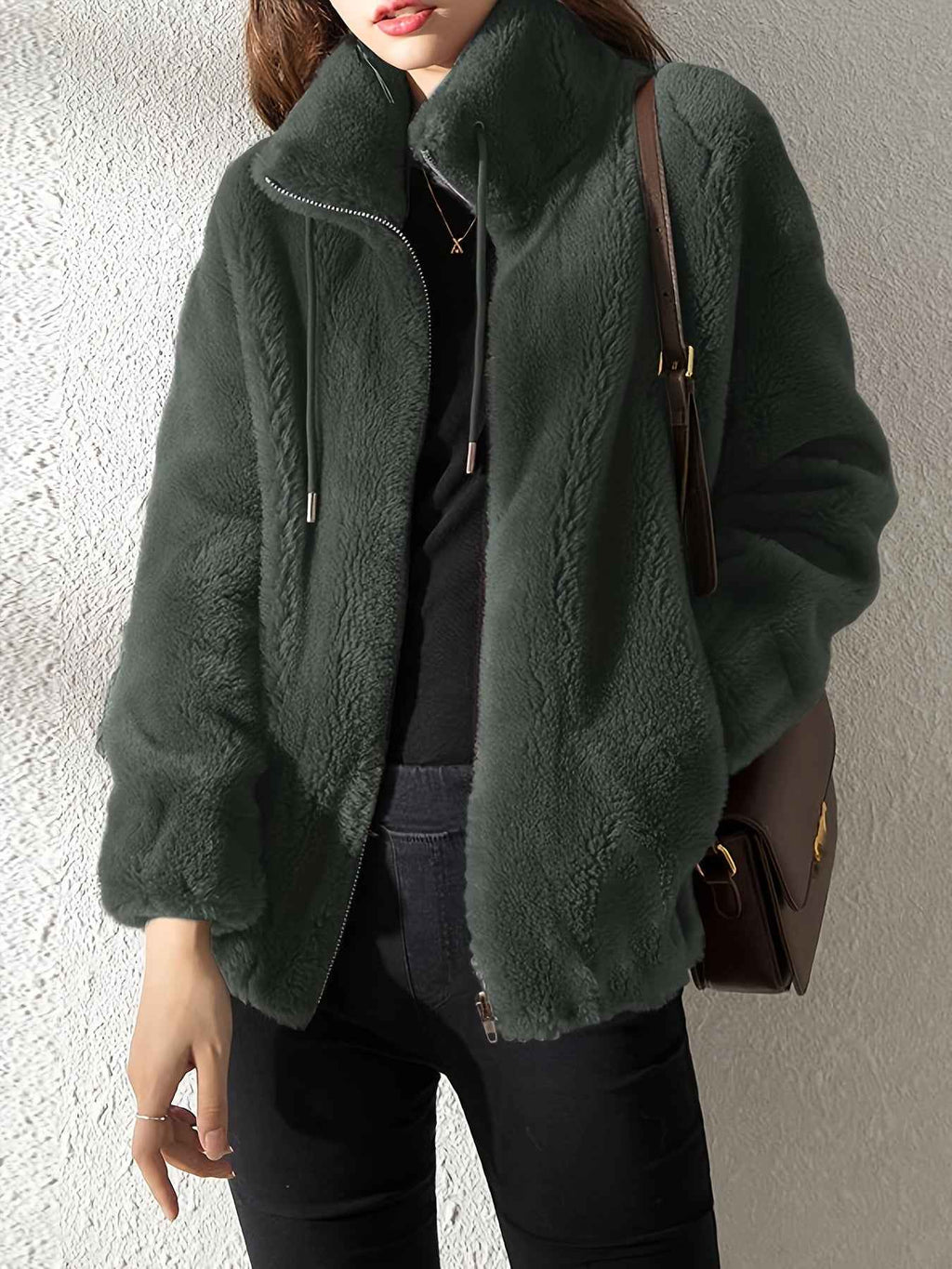 Zip-Front Jacket with a Relaxed Shape and Soft Warm Lining