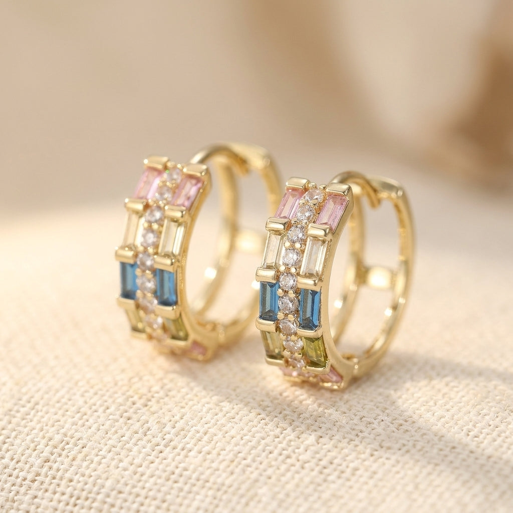 Cubic Zirconia Gold-Tone Stud Earrings