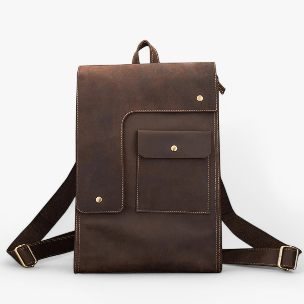 Dark Brown Luxury Genuine Leather Organised Backpack
