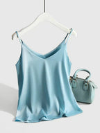 Satin V-Neck Cami with Spaghetti Straps