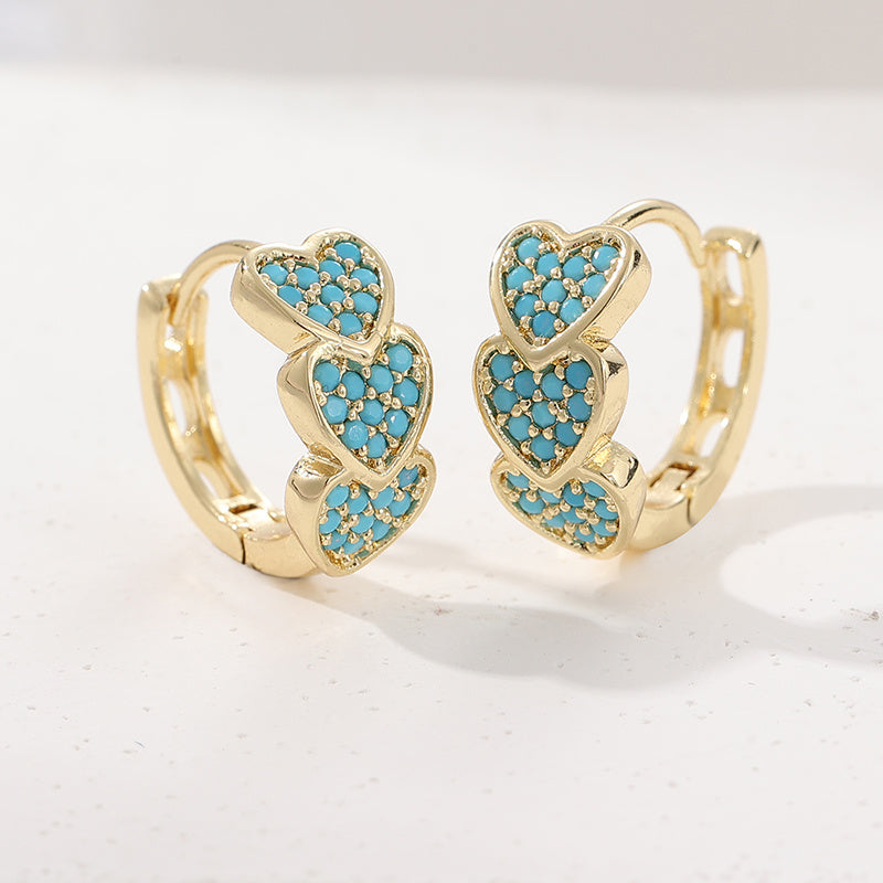 Turquoise Heart Hoop Earrings