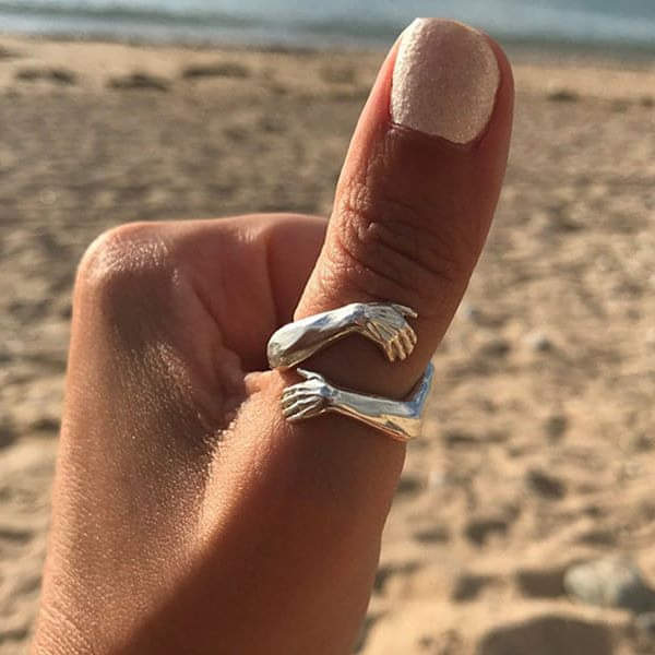 Adjustable Silver-Tone Cuddle Ring