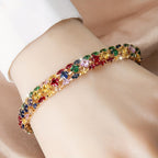Bohemian Multicolour Zirconia Gold-Plated Tennis Bracelet