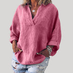 Women's Linen V-Neck Blouse