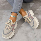 Ademende mesh sneakers met gedempte zool en vetersluiting