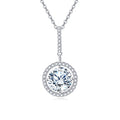 925 Sterling Silver Solitaire Moissanite Necklace, White Gold Plated