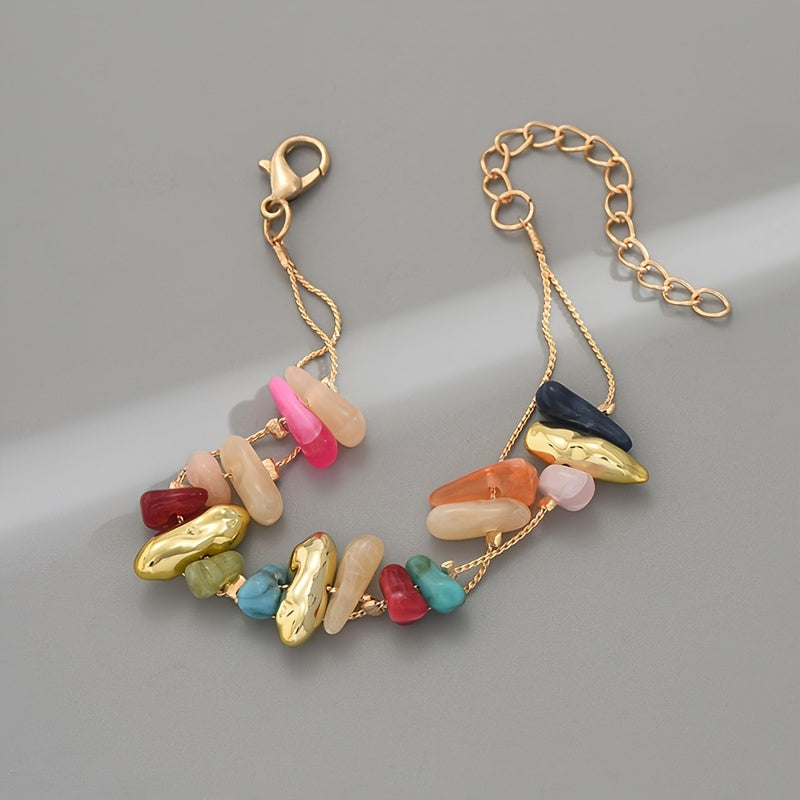 Boho Multicolour Beaded Charm Bracelet