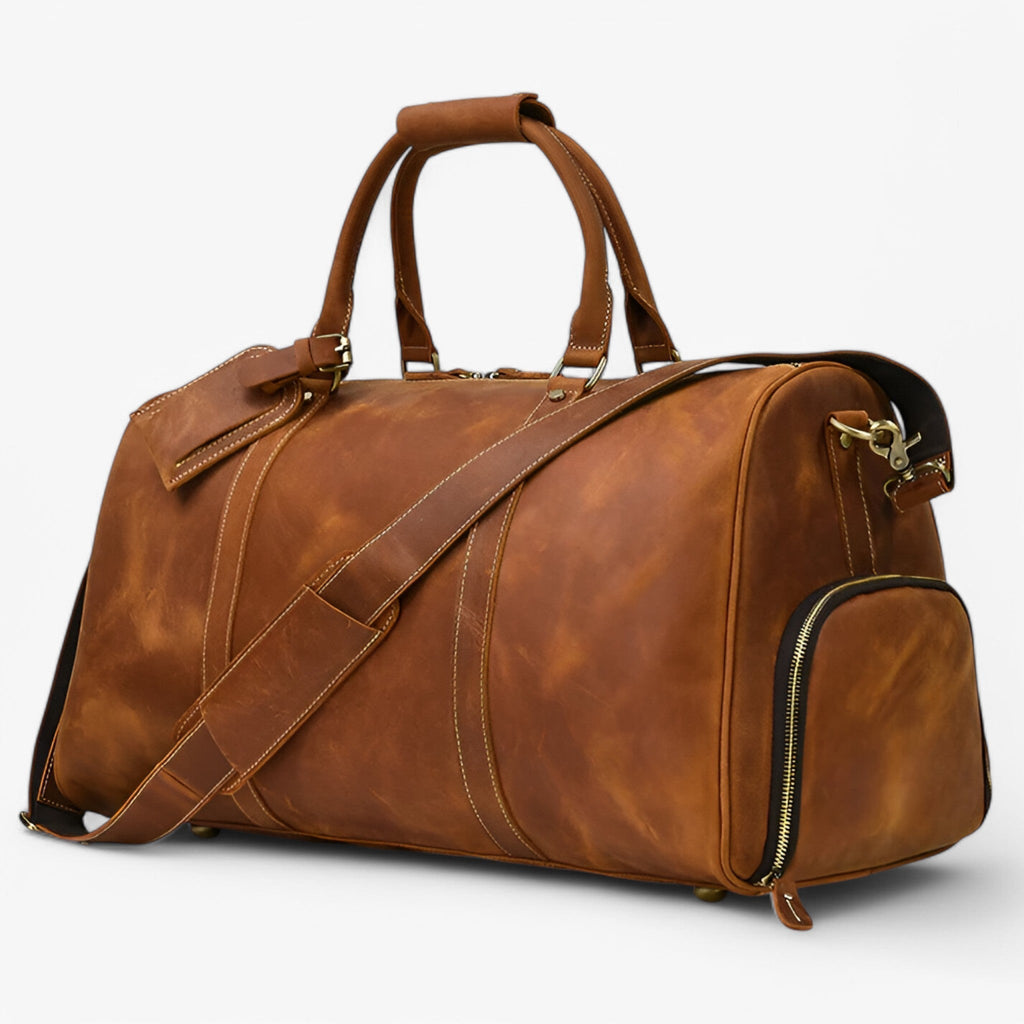 Elegante reistas van volnerf leer, 55cm