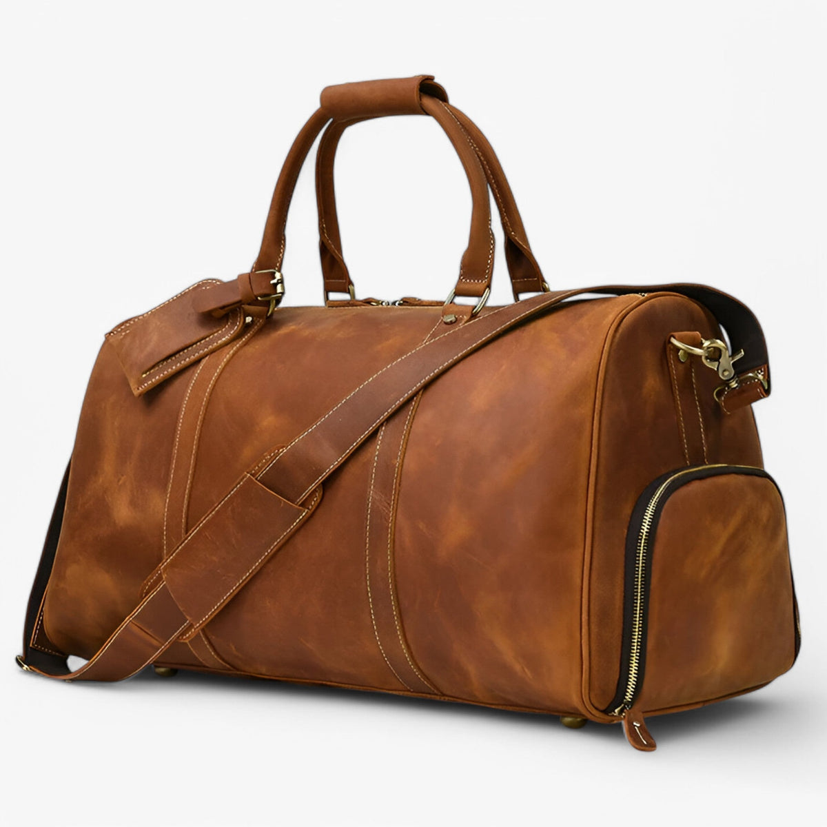 Elegante reistas van volnerf leer, 55cm