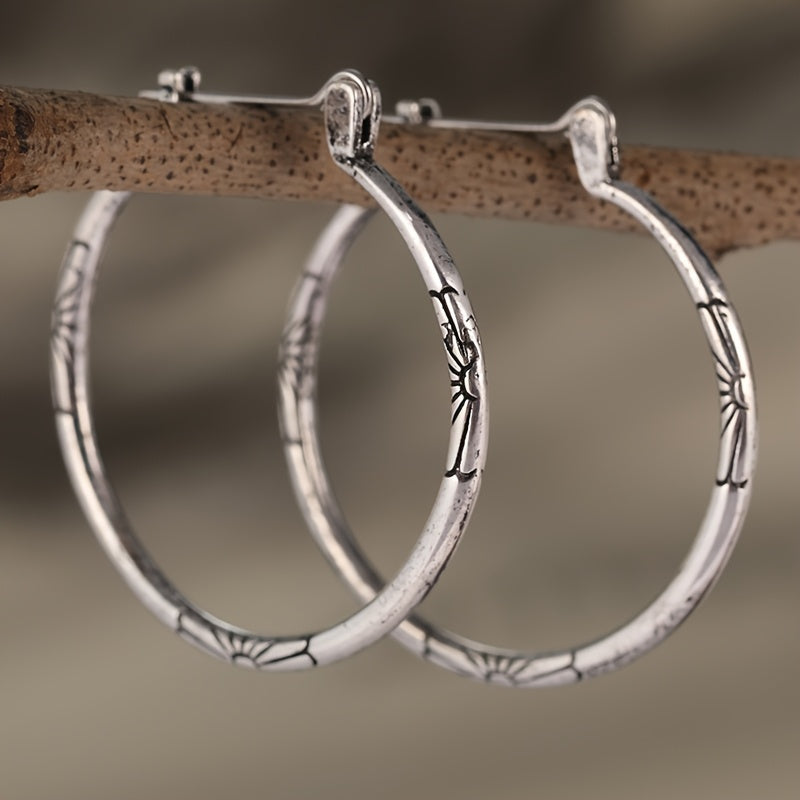 Vintage-Style Artisan Floral Hoop Earrings