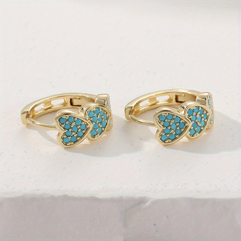 Turquoise Heart Hoop Earrings