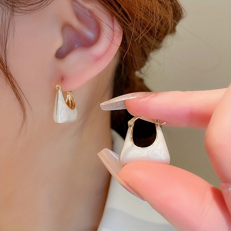 Retro Handbag Enamel Hoop Earrings