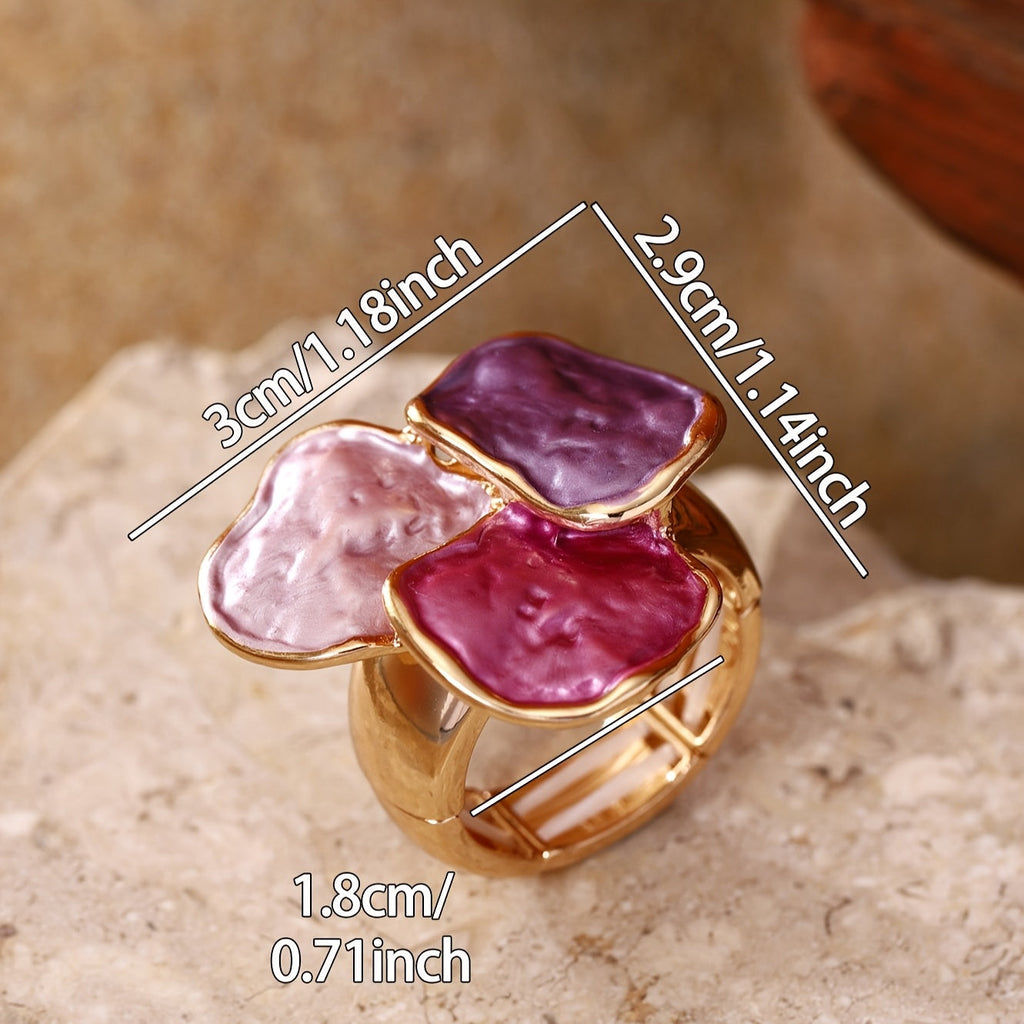 Bohemian Enamel Irregular Square Ring