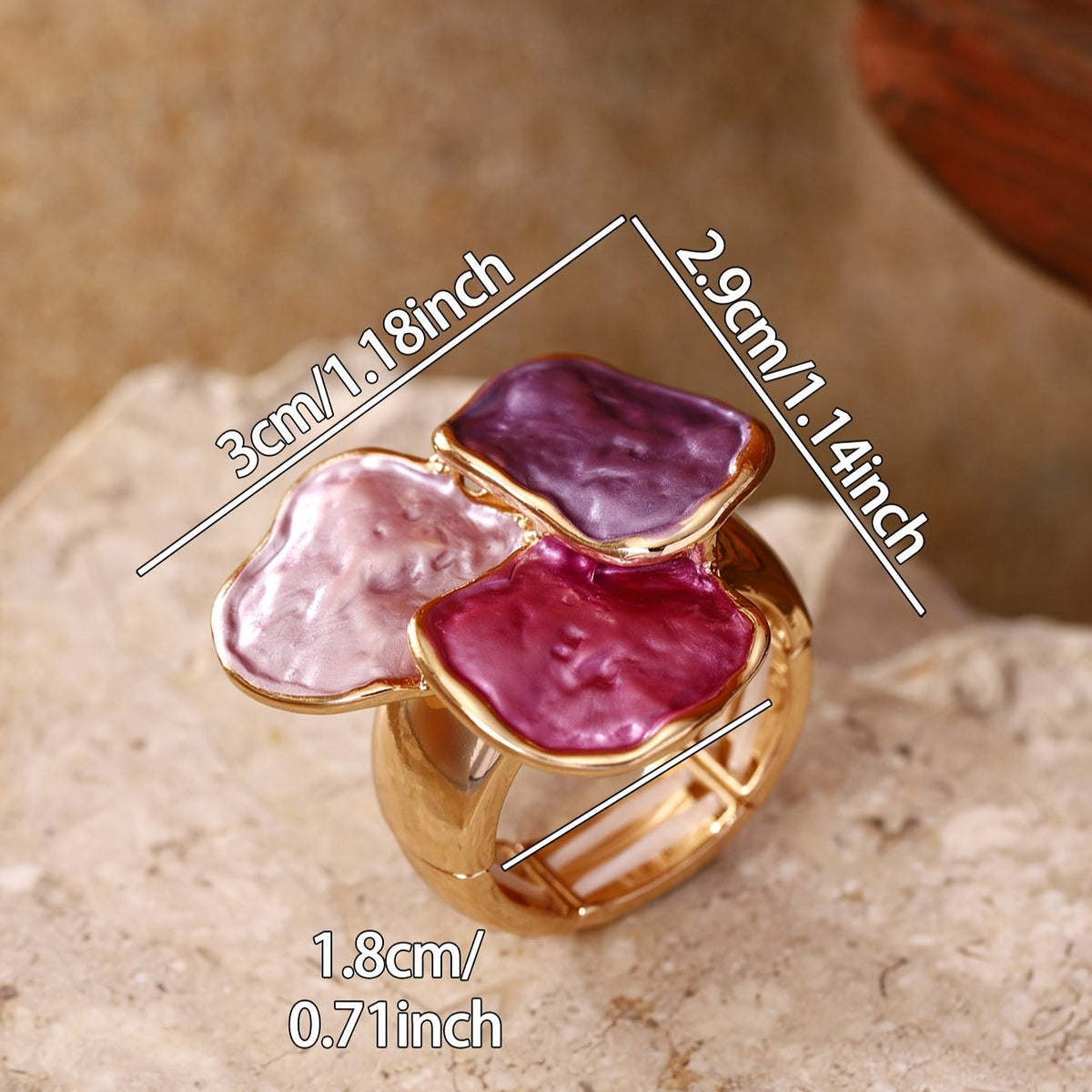 Bohemian Enamel Irregular Square Ring