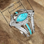 Bohemian White Gold-Plated Turquoise Ring