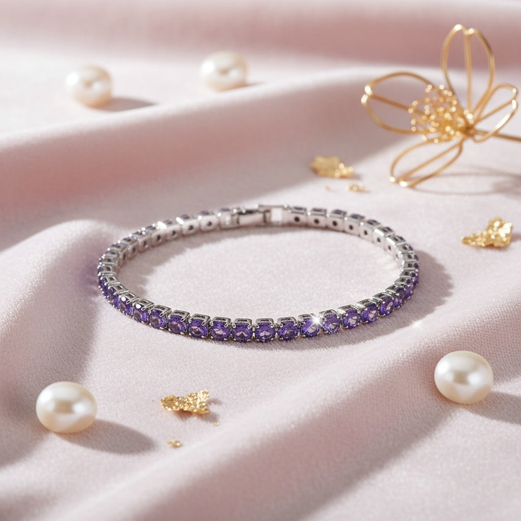 Boho Purple Zirconia Crystal Tennis Bracelet