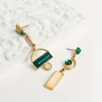 Bohemian Green and Ivory Gold-Plated Statement Earrings