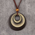 Vintage Layered Disc Long Pendant Necklace