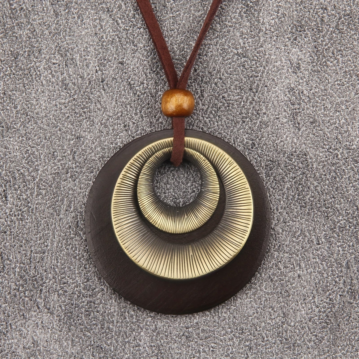 Vintage Layered Disc Long Pendant Necklace