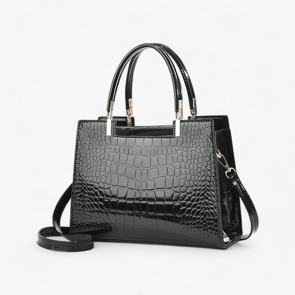 Glossy Croc-Effect Statement Handbag in Five Colours
