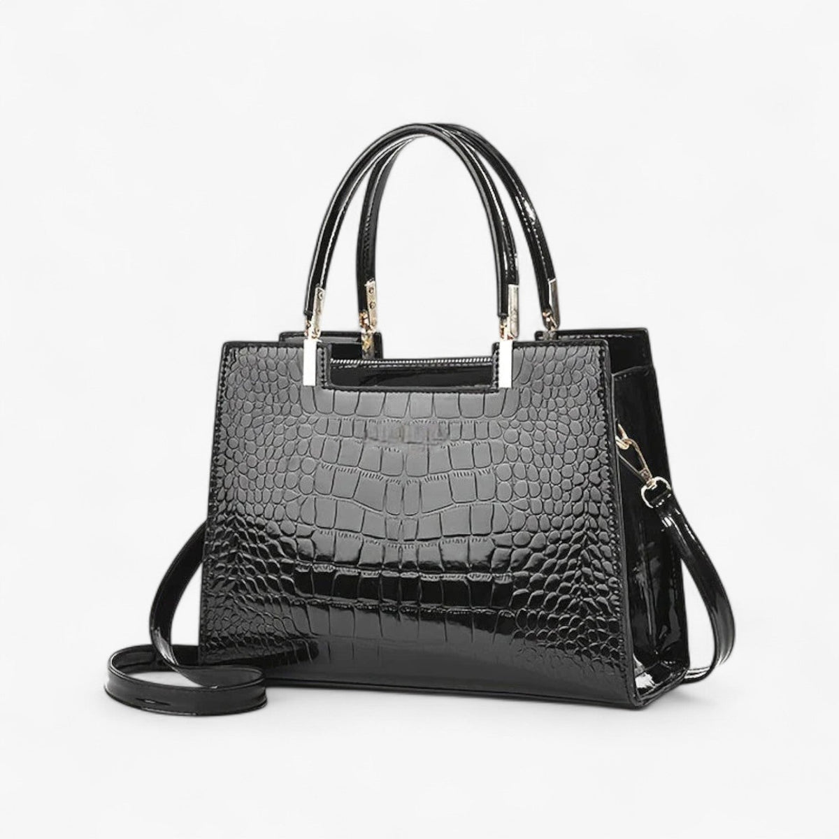 Glossy Croc-Effect Statement Handbag in Five Colours