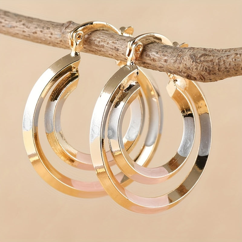 Hollow Round Gold-Plated Earrings
