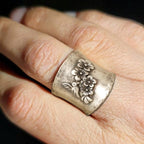 Bird and Flower Wide Band Ring