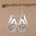 Vintage Spiral Teardrop Sun Silver-Plated Earrings