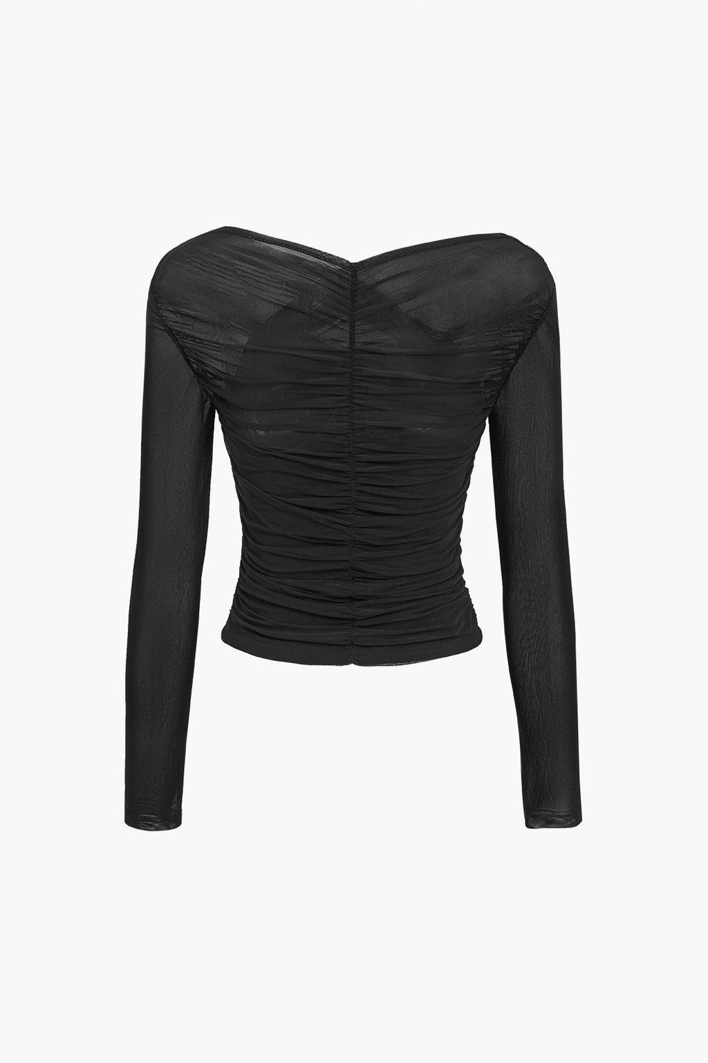 Mesh Wrap Top with Long Sleeves