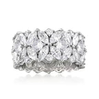 Brede ring met zirkonia bloemencluster in diamantlook