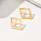 Double Rhombus Gold-Tone Statement Earrings