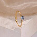 Adjustable 18K Gold-Plated Titanium Steel Birthstone Ring