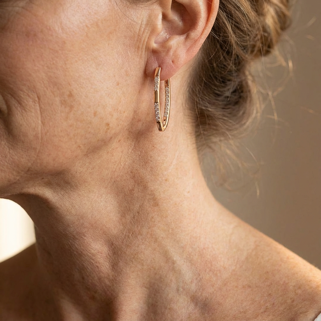 Zirconia Stone Earrings in Two Tones