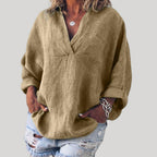Women's Linen V-Neck Blouse