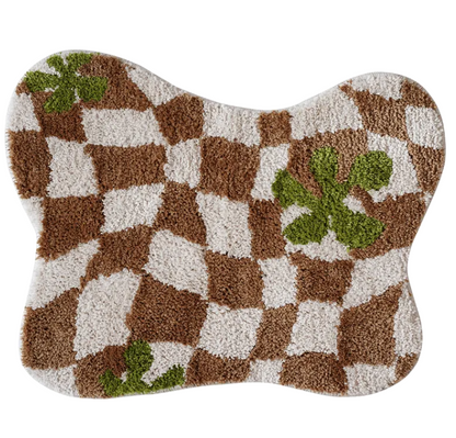 Checkerboard Pattern Non-Slip Carpet – Polyester and TPR Base, 55x70cm