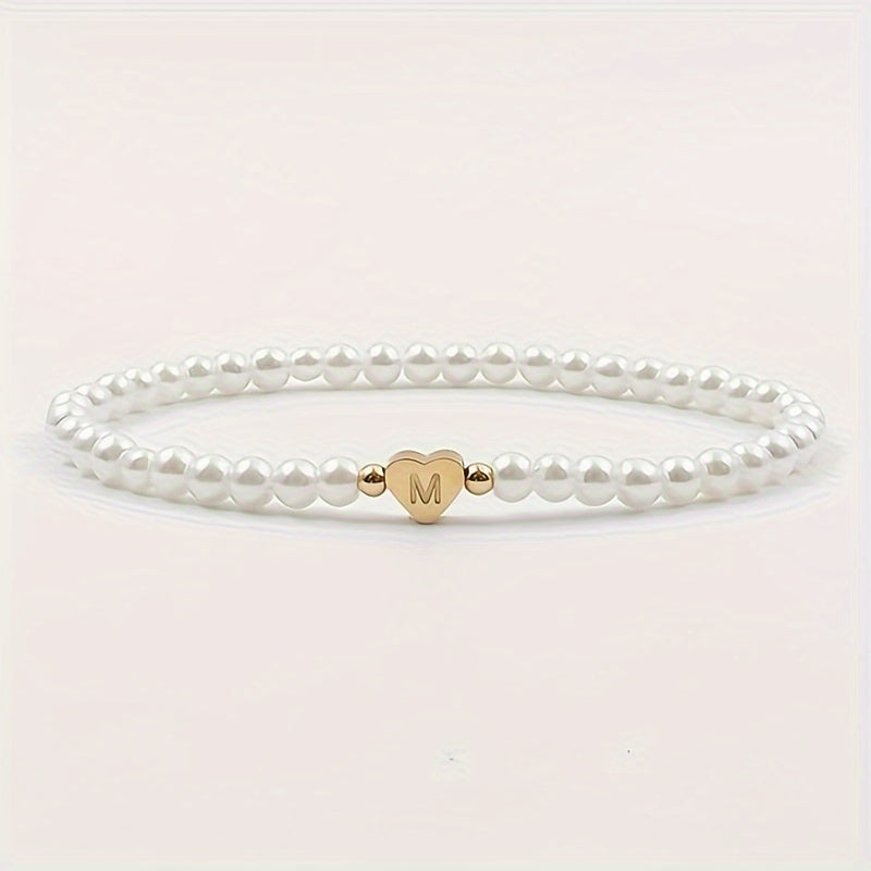 Armband met hart en initiaal van A tot Z
