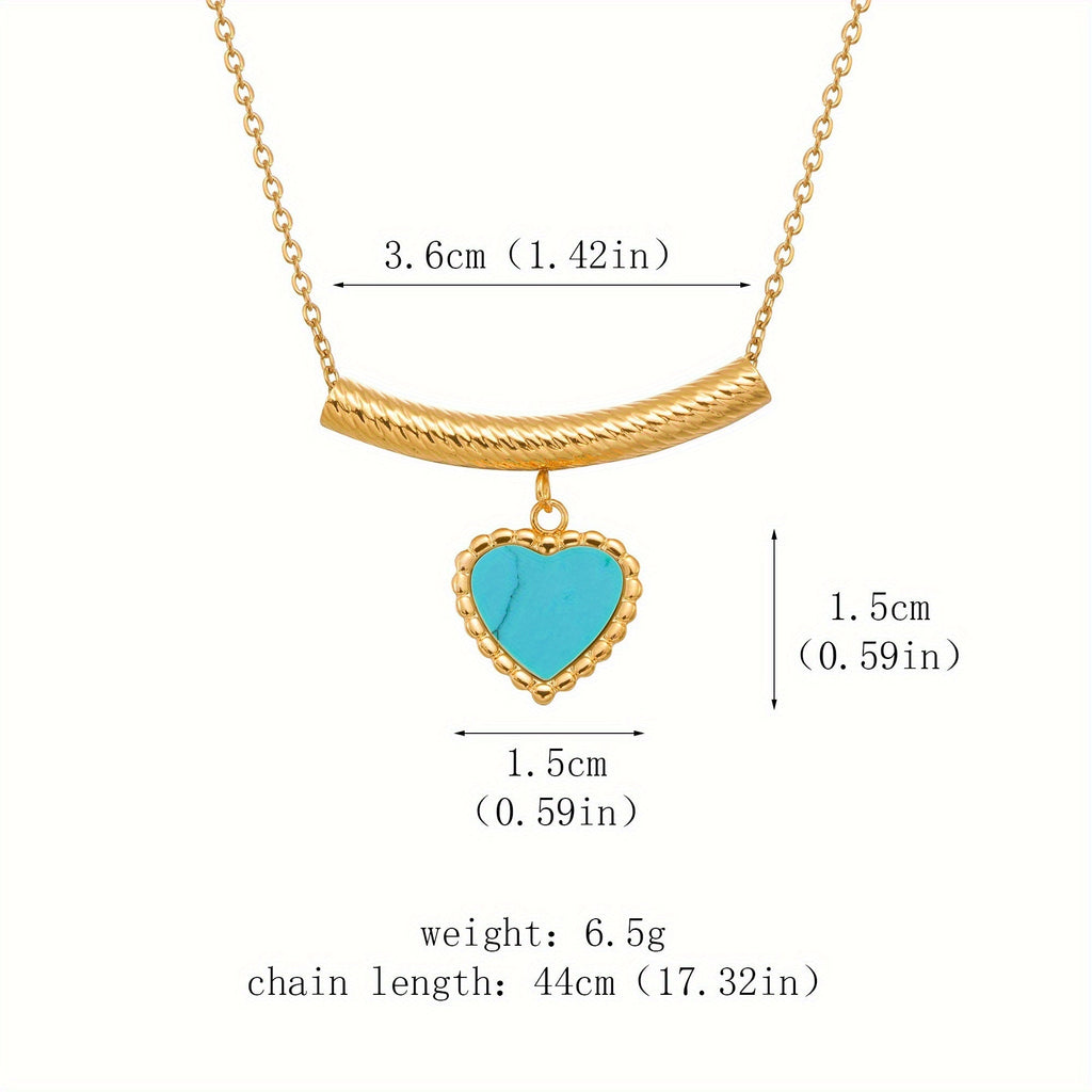 Bohemian Heart-Shaped Turquoise Pendant Necklace