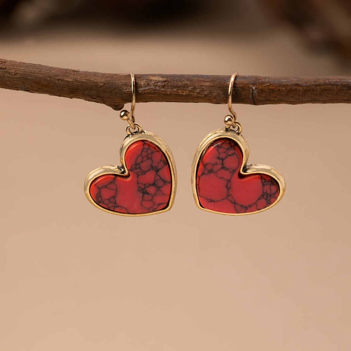 Bohemian Minimalist Heart Stone Earrings in Three Colours