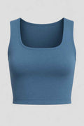 Crop top met vierkante hals in nylonstretch met vochtregulering