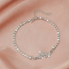 Rhinestone Butterfly Bracelet in Silver Tone