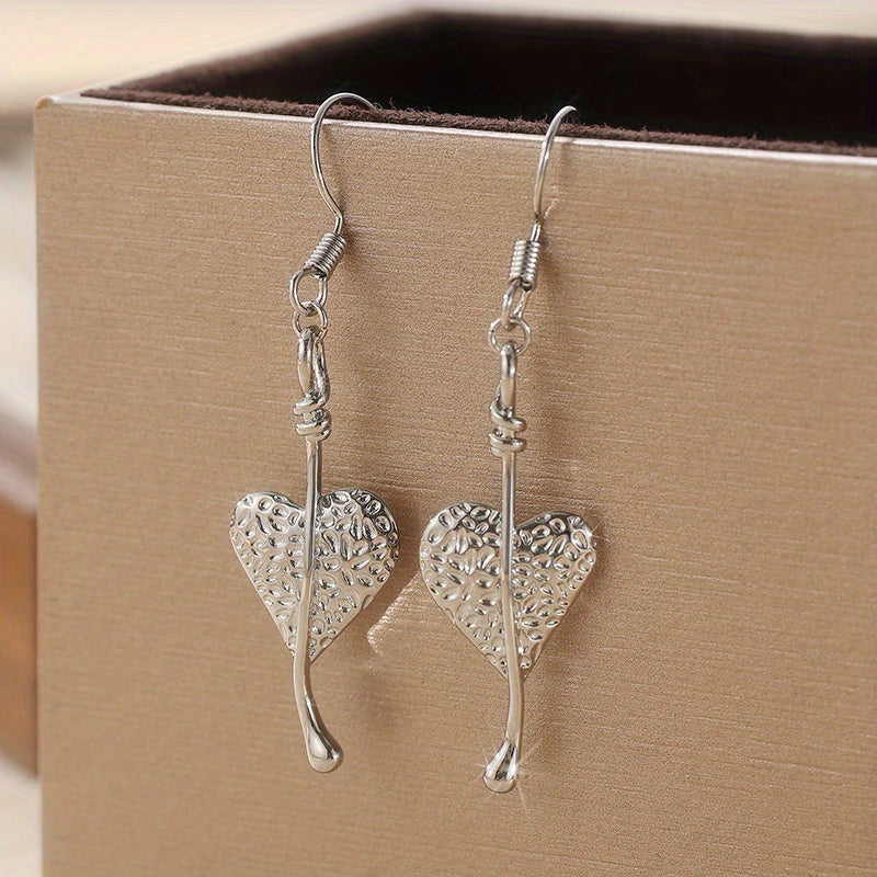 Bohemian Heart-Shaped Leaf Dangle Earrings