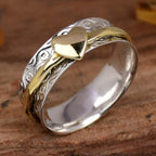 Bohemian Two-Tone Heart Spinner Band Ring