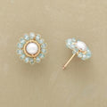 Vintage-Style Blue Crystal Flower and Pearl Earrings