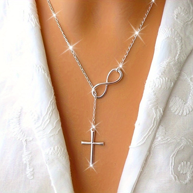 Simple Infinity Cross Short Necklace